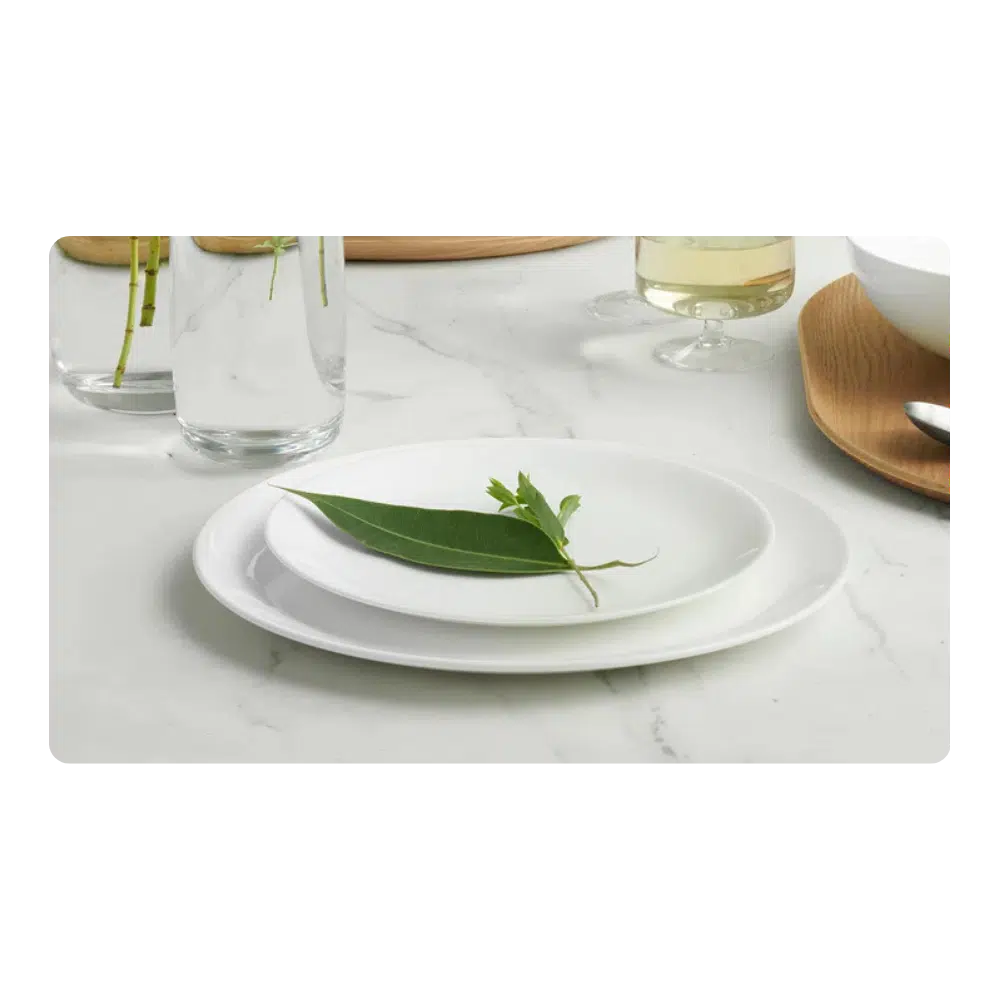 Teller Rund 27cm mieten — weisses Porzellan a table Serie